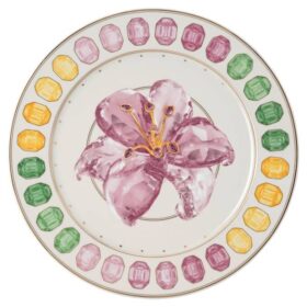 Idyllia serveringsplade i porcelæn, krystalprint-motiv, lilje, flerfarvet