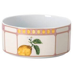 Idyllia-skål i porcelæn, krystalprint-motiv, citron, lille, flerfarvet