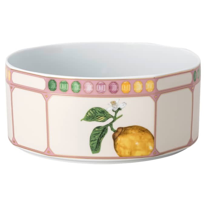 Idyllia skål i porcelæn, krystalprint-motiv, citron, stor, flerfarvet Idyllia skål i porcelæn, krystalprint-motiv, citron, stor, flerfarvet