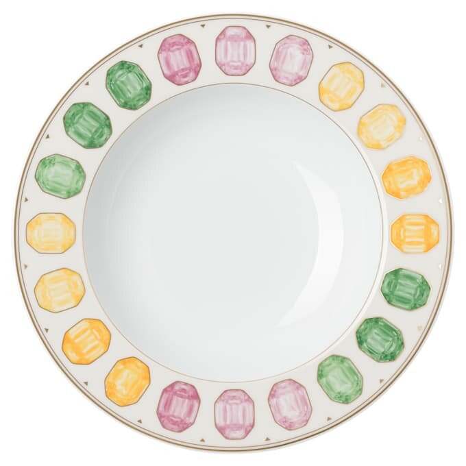 Idyllia suppetallerken af porcelæn, krystalprint-motiv, ædelsten, flerfarvet Idyllia suppetallerken af porcelæn, krystalprint-motiv, ædelsten, flerfarvet
