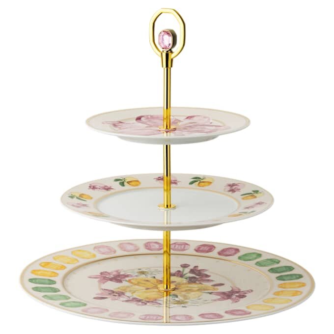 Idyllia éTagèRe-porcelæn, krystalprint-motiv, flerfarvet Idyllia éTagèRe-porcelæn, krystalprint-motiv, flerfarvet