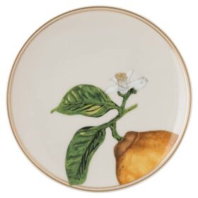 Idyllia-tallerken i porcelæn, krystalprint-motiv, citron, beige