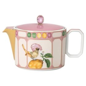 Idyllia-tekande i porcelæn, krystalprint-motiv, fluesnapper, lille, flerfarvet