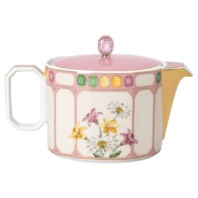 Idyllia-tekande i porcelæn, krystalprint-motiv, fluesnapper, lille, flerfarvet