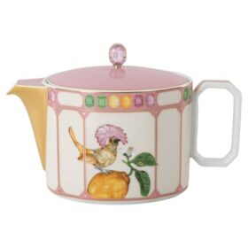 Idyllia tekande i porcelæn, krystalprint-motiv, fugl, flerfarvet