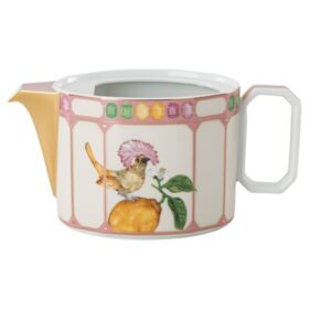 Idyllia tekande i porcelæn, krystalprint-motiv, fugl, flerfarvet