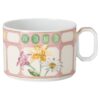 Idyllia tekop med underkop i porcelæn, krystalprint-motiv, buket, flerfarvet