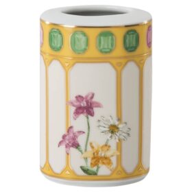 Idyllia-vase i porcelæn, krystalprint-motiv, blomst, gul