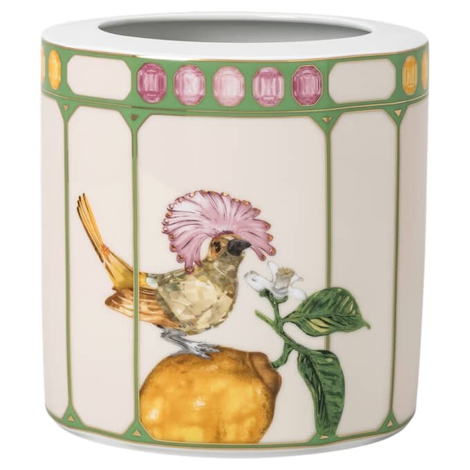 Idyllia-vase i porcelæn, krystalprint-motiv, fluesnapper, mellemstor, flerfarvet Idyllia-vase i porcelæn, krystalprint-motiv, fluesnapper, mellemstor, flerfarvet