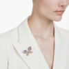 Idyllia vedhæng og broche med blandede slibninger, pavé, sommerfugl, flerfarvet, guldbelagt