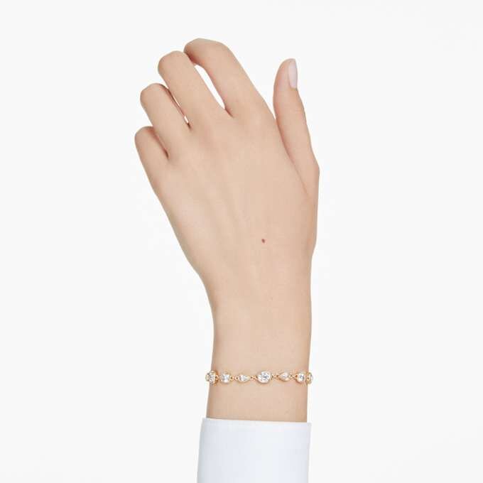 Imber-armbånd med blandede slibninger, hvidt, forgyldt Imber-armbånd med blandede slibninger, hvidt, forgyldt