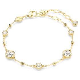Imber-armbånd, rundslibet, spredt design, hvid, forgyldt