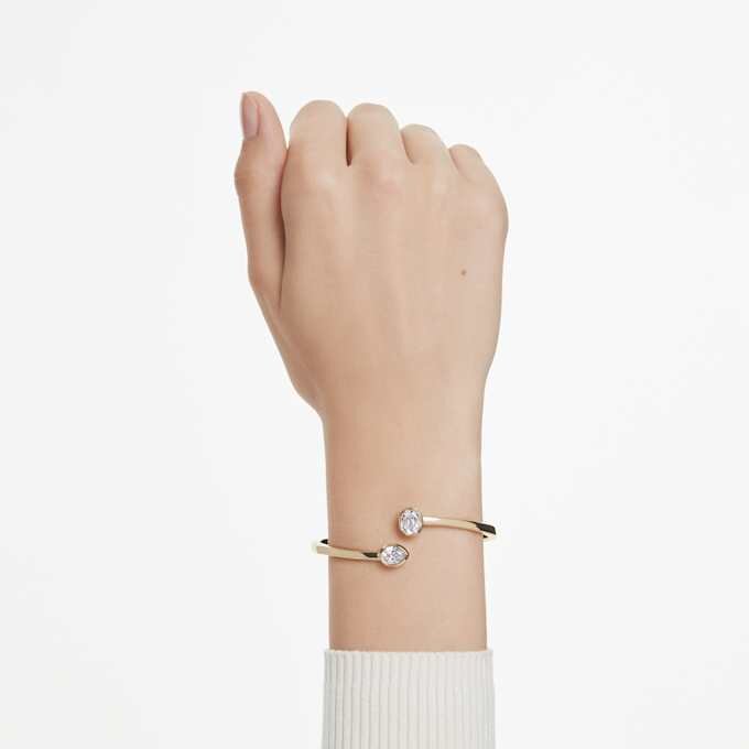 Imber-armring med blandede slibninger, hvid, guldbelagt Imber-armring med blandede slibninger, hvid, guldbelagt