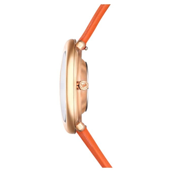 Imber Oval-ur, Swiss Made, læderrem, orange, rosaguld-farvet finish Imber Oval-ur, Swiss Made, læderrem, orange, rosaguld-farvet finish