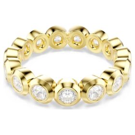 Imber-ring, rundslibet, hvid, forgyldt