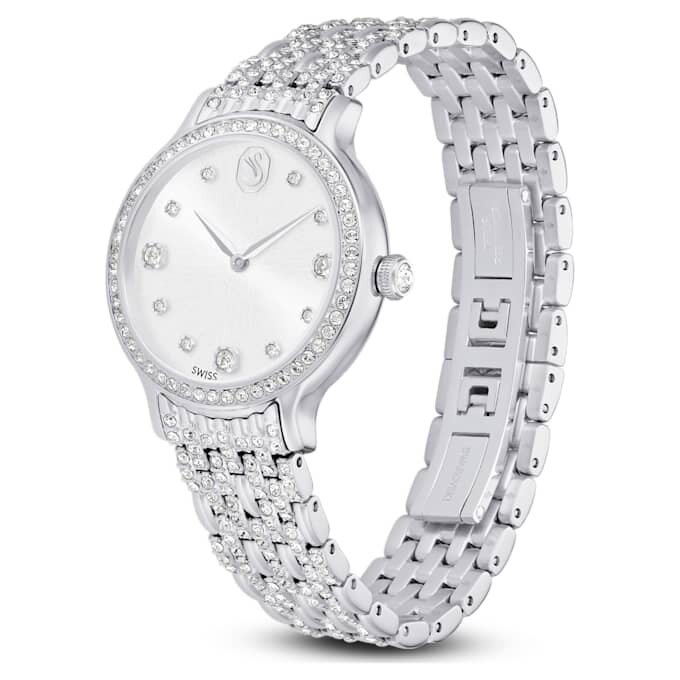 Imber-ure, fremstillet i Schweiz, metalarmbånd, sølvfarvet, rustfrit stål Imber-ure, fremstillet i Schweiz, metalarmbånd, sølvfarvet, rustfrit stål