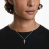 Insigne-vedhæng med pavé, kors, hvid, rhodineret Insigne-vedhæng med pavé, kors, hvid, rhodineret