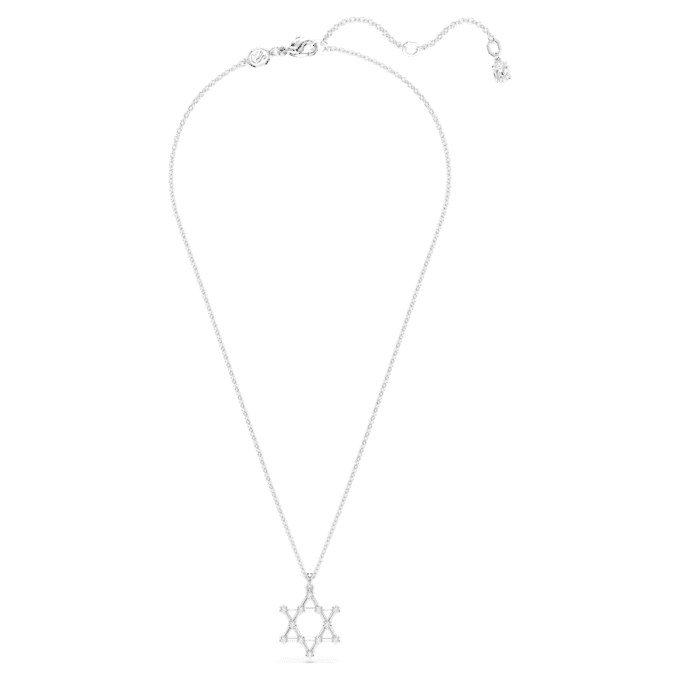 Insigne vedhæng, rundslibet, stjerne, hvid, rhodineret Insigne vedhæng, rundslibet, stjerne, hvid, rhodineret