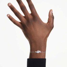 Matrix-armbånd med baguetteslibning, knude, hvid, rhodiumbelagt Matrix-armbånd med baguetteslibning, knude, hvid, rhodiumbelagt
