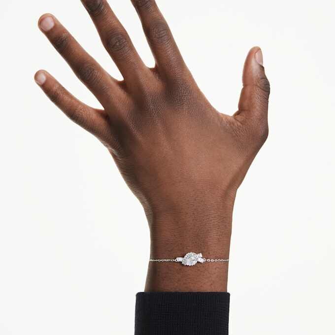 Matrix-armbånd med baguetteslibning, knude, hvid, rhodiumbelagt Matrix-armbånd med baguetteslibning, knude, hvid, rhodiumbelagt