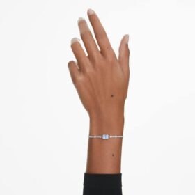 Matrix-armbånd med blandede slibninger, blå, rhodineret Matrix-armbånd med blandede slibninger, blå, rhodineret
