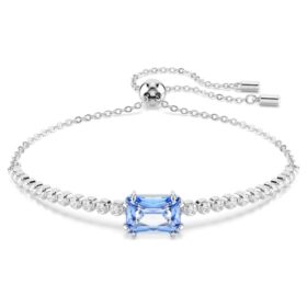 Matrix-armbånd med blandede slibninger, blå, rhodineret Matrix-armbånd med blandede slibninger, blå, rhodineret