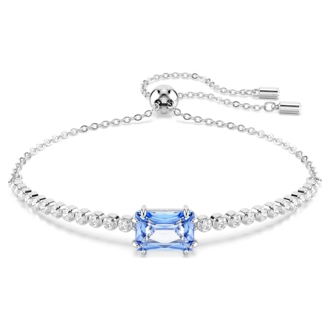 Matrix-armbånd med blandede slibninger, blå, rhodineret Matrix-armbånd med blandede slibninger, blå, rhodineret