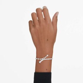 Matrix-armbånd med blandede slibninger, hvidt, rhodiumbelagt Matrix-armbånd med blandede slibninger, hvidt, rhodiumbelagt