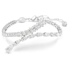 Matrix-armbånd med blandede slibninger, hvidt, rhodiumbelagt Matrix-armbånd med blandede slibninger, hvidt, rhodiumbelagt