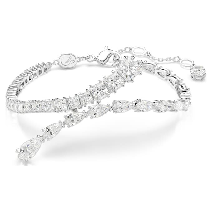 Matrix-armbånd med blandede slibninger, hvidt, rhodiumbelagt Matrix-armbånd med blandede slibninger, hvidt, rhodiumbelagt