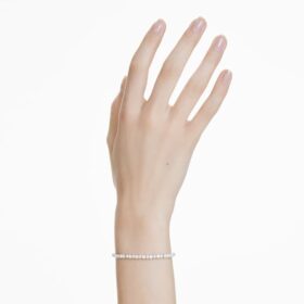 Matrix-armbånd med krystalperle, rundslibet, hvid, rhodiumbelagt Matrix-armbånd med krystalperle, rundslibet, hvid, rhodiumbelagt