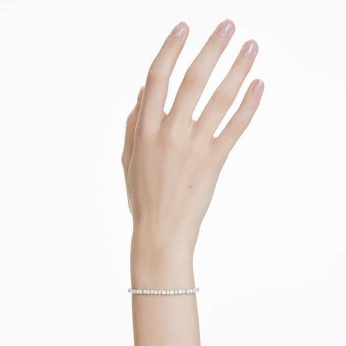 Matrix-armbånd med krystalperle, rundslibet, hvid, rhodiumbelagt Matrix-armbånd med krystalperle, rundslibet, hvid, rhodiumbelagt