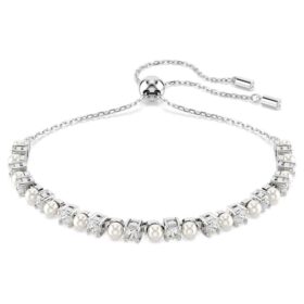 Matrix-armbånd med krystalperle, rundslibet, hvid, rhodiumbelagt Matrix-armbånd med krystalperle, rundslibet, hvid, rhodiumbelagt