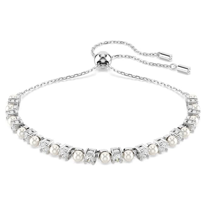 Matrix-armbånd med krystalperle, rundslibet, hvid, rhodiumbelagt Matrix-armbånd med krystalperle, rundslibet, hvid, rhodiumbelagt