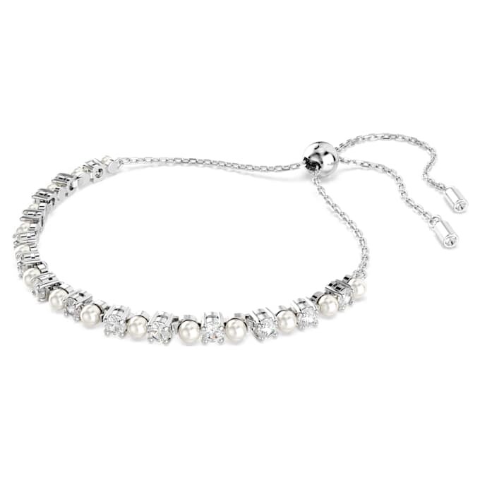 Matrix-armbånd med krystalperle, rundslibet, hvid, rhodiumbelagt Matrix-armbånd med krystalperle, rundslibet, hvid, rhodiumbelagt