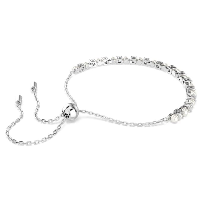 Matrix-armbånd med krystalperle, rundslibet, hvid, rhodiumbelagt Matrix-armbånd med krystalperle, rundslibet, hvid, rhodiumbelagt