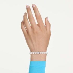 Matrix-armbånd med krystalperler, hvidt, rhodineret Matrix-armbånd med krystalperler, hvidt, rhodineret