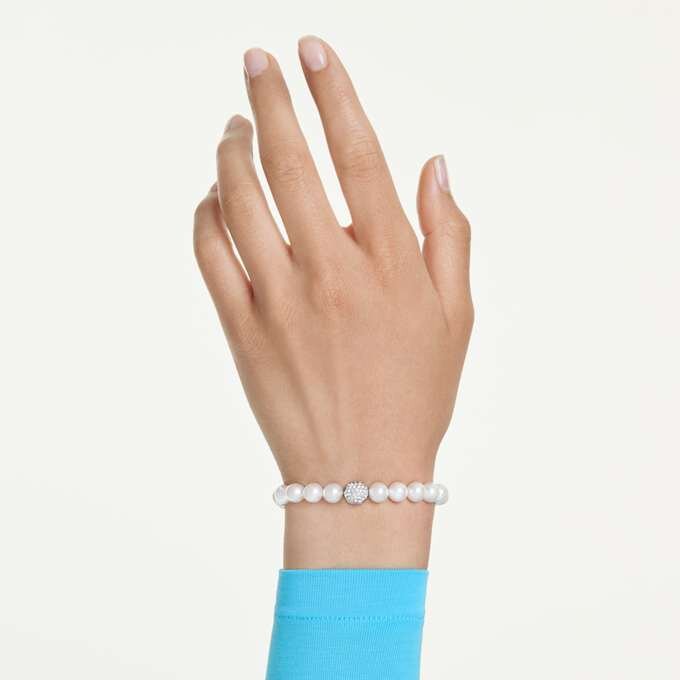 Matrix-armbånd med krystalperler, hvidt, rhodineret Matrix-armbånd med krystalperler, hvidt, rhodineret