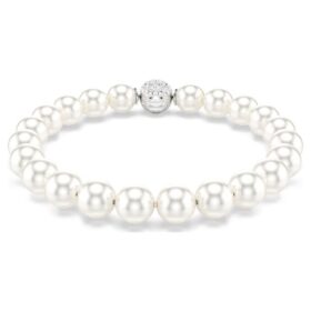 Matrix-armbånd med krystalperler, hvidt, rhodineret Matrix-armbånd med krystalperler, hvidt, rhodineret