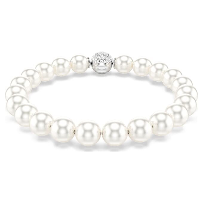Matrix-armbånd med krystalperler, hvidt, rhodineret Matrix-armbånd med krystalperler, hvidt, rhodineret