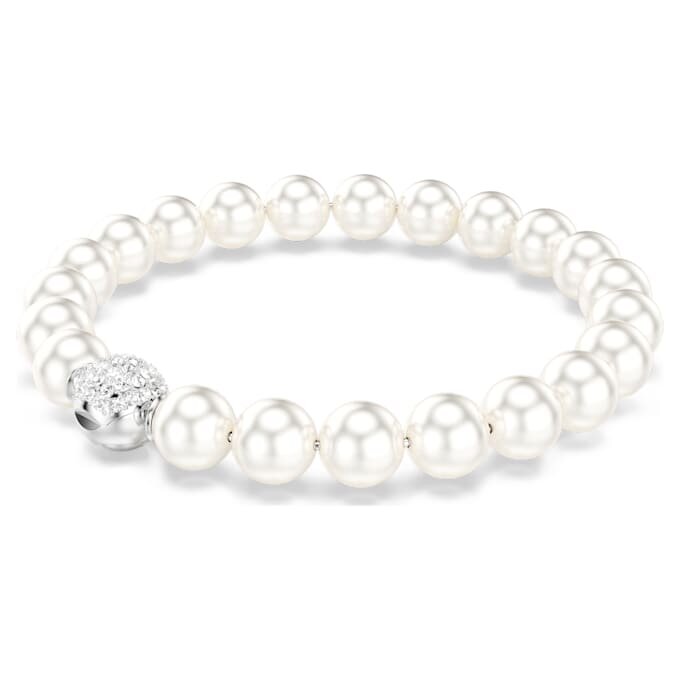 Matrix-armbånd med krystalperler, hvidt, rhodineret Matrix-armbånd med krystalperler, hvidt, rhodineret