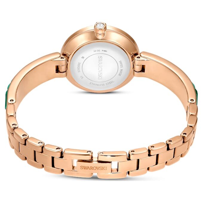 Matrix armbåndsur, fremstillet i Schweiz, krystalarmbånd, grøn, champagneguld-farvet finish Matrix armbåndsur, fremstillet i Schweiz, krystalarmbånd, grøn, champagneguld-farvet finish
