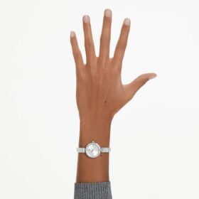 Matrix armbåndsur, fremstillet i Schweiz, krystalarmbånd, hvidt, rustfrit stål
