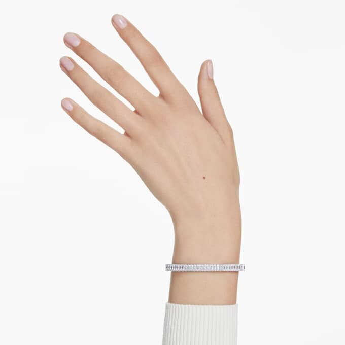 Matrix-armring med baguetteslibning, ottekantet form, hvid, rhodiumbelagt Matrix-armring med baguetteslibning, ottekantet form, hvid, rhodiumbelagt