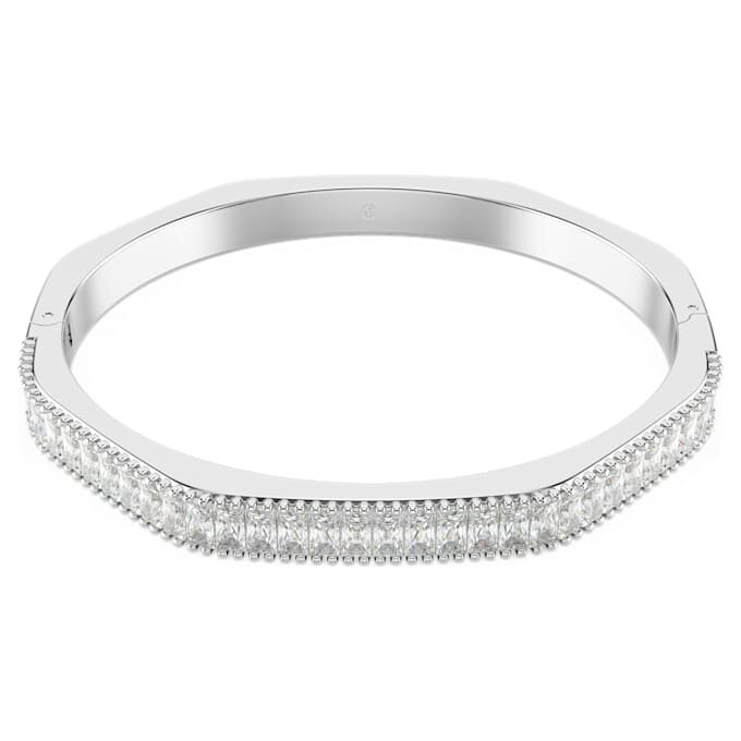 Matrix-armring med baguetteslibning, ottekantet form, hvid, rhodiumbelagt Matrix-armring med baguetteslibning, ottekantet form, hvid, rhodiumbelagt
