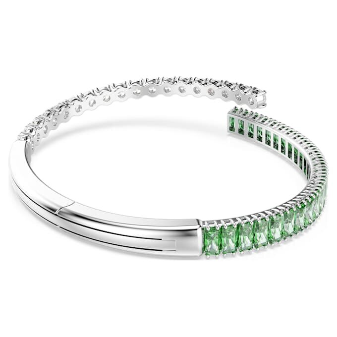 Matrix-armring med blandede slibninger, grøn, rhodineret Matrix-armring med blandede slibninger, grøn, rhodineret