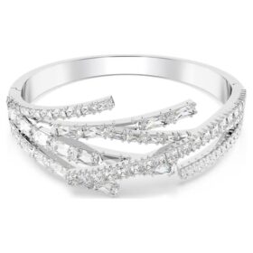 Matrix-armring med blandede slibninger, hvid, rhodineret Matrix-armring med blandede slibninger, hvid, rhodineret