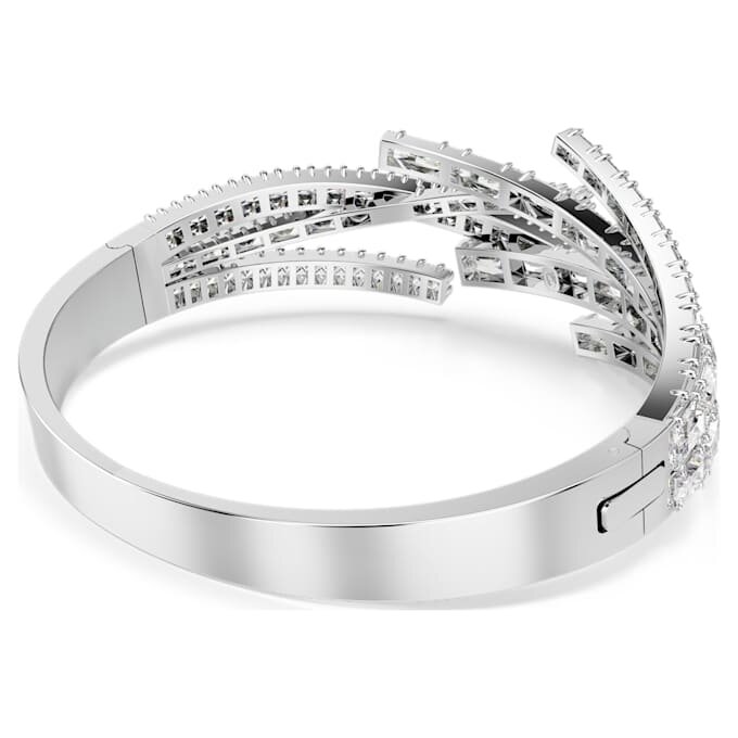 Matrix-armring med blandede slibninger, hvid, rhodineret Matrix-armring med blandede slibninger, hvid, rhodineret