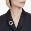 Matrix-broche, pæreformet, hvid, rhodineret