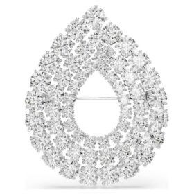 Matrix-broche, rundslibet, hvid, rhodiumbelagt Matrix-broche, rundslibet, hvid, rhodiumbelagt